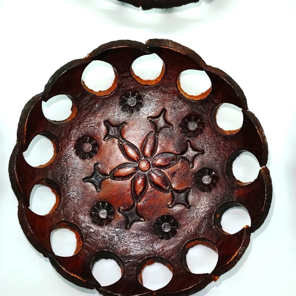 Vintage Tooled Leather Coasters
